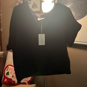 Black linen feel cotton shirt.  Brand new